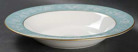 Fieldfare Turquoise Rim Soup Bowl by Wedgwood