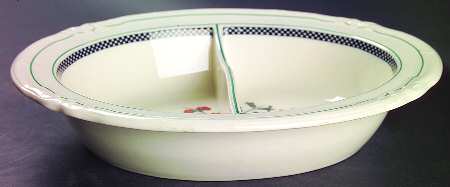 Flaxman 10" Oval Divided Vegetable Bowl