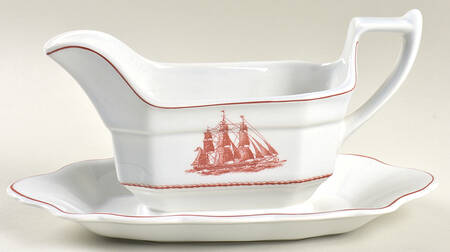 Flying Cloud Rust Gravy Boat with Attached Underplate by Wedgwood