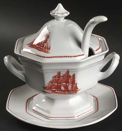 Flying Cloud Rust Sauce Boat & Lid & Underplate & Ladle