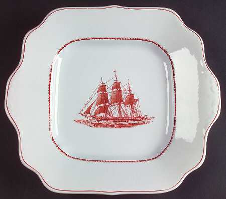Flying Cloud Rust Square Handled Cake Plate