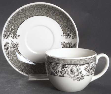 Fleur Damask Flat Cup & Saucer Set