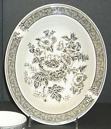 Fleur Damask 9" Oval Vegetable Bowl
