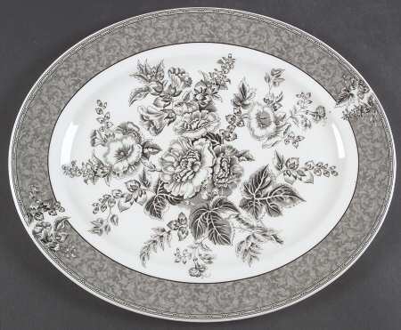 Fleur Damask 14" Oval Serving Platter