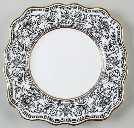 Florentine Black (Black Dragons) Square Luncheon Plate