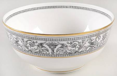 Florentine Black (Black Dragons) 9" Salad Serving Bowl