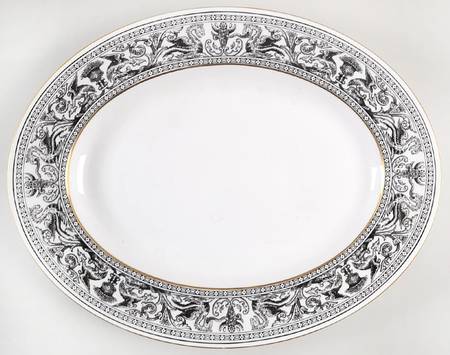 Florentine Black (Black Dragons) 14" Oval Serving Platter