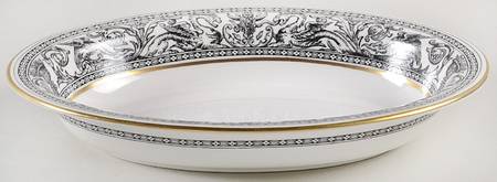 Florentine Black (Black Dragons) 10" Oval Vegetable Bowl