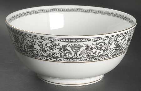 Florentine Black (Black Dragons) 10" Large Salad Serving Bowl
