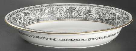 Florentine Black (Black Dragons) 10" Oval Vegetable Bowl