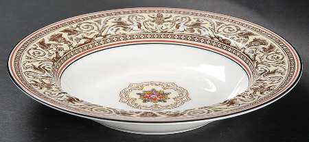 Florentine Brown (Brown Fruit Center) Rim Soup Bowl
