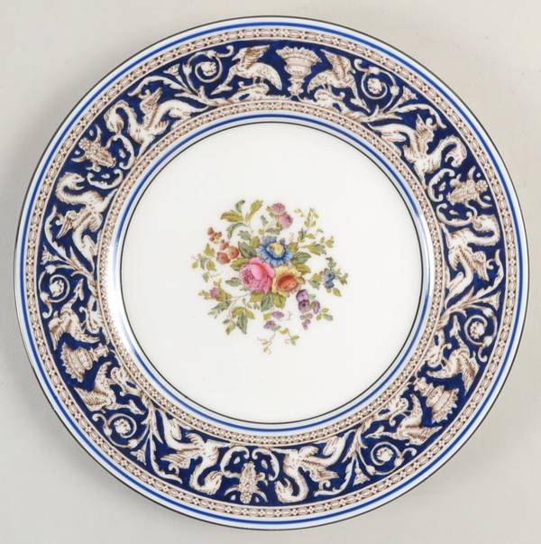 Florentine Dark Blue Rim (Floral Center) Salad Plate