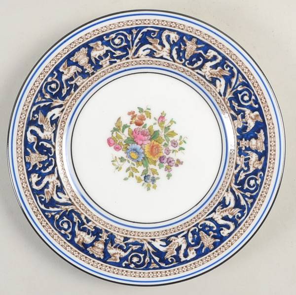 Florentine Dark Blue Rim (Floral Center) Bread & Butter Plate