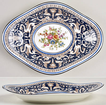 Florentine Dark Blue Rim (Floral Center) Pickle Dish