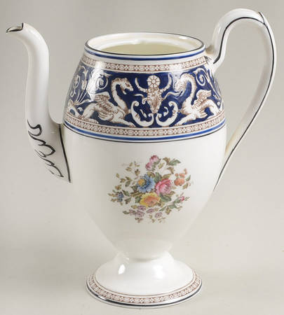 Florentine Dark Blue Rim (Floral Center) Mini Coffee Pot No Lid