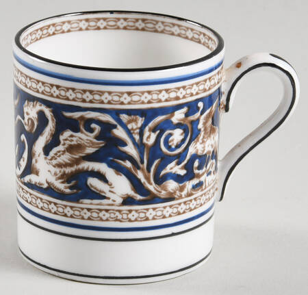 Florentine Dark Blue Rim (Floral Center) Bond Shape Demitasse Cup