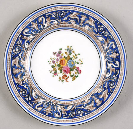 Florentine Dark Blue Rim (Floral Center) Dessert/Pie Plate