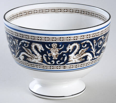 Florentine Dark Blue Rim (Floral Center) Open Sugar Bowl