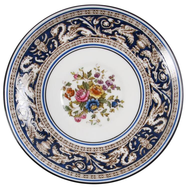 Florentine Dark Blue Rim (Floral Center) Saucer for Peony Shape Footed Cup