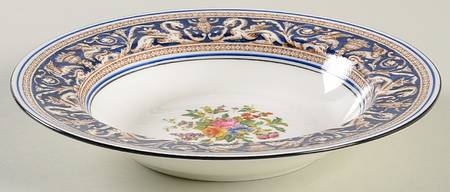 Florentine Dark Blue Rim (Floral Center) Rim Soup Bowl