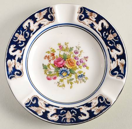 Florentine Dark Blue Rim (Floral Center) Small Ashtray