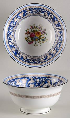 Florentine Dark Blue Rim (Floral Center) Open Sugar Bowl