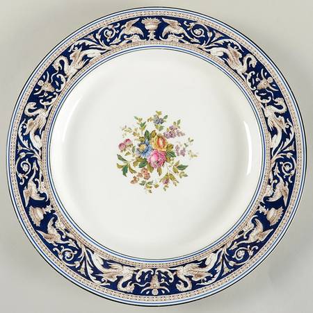 Florentine Dark Blue Rim (Floral Center) 15" Chop Plate (Round Platter)
