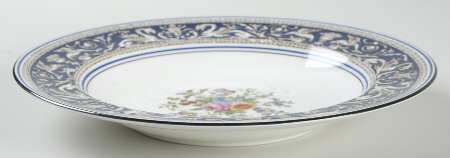 Florentine Dark Blue Rim (Floral Center) Large Rim Soup Bowl