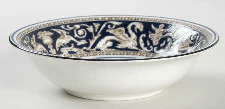 Florentine Dark Blue Rim (Floral Center) Coupe Cereal Bowl
