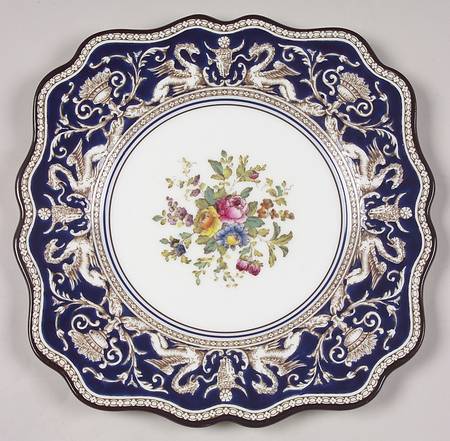 Florentine Dark Blue Rim (Floral Center) Square Luncheon Plate