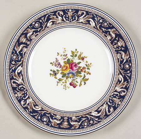 Florentine Dark Blue Rim (Floral Center) Luncheon Plate
