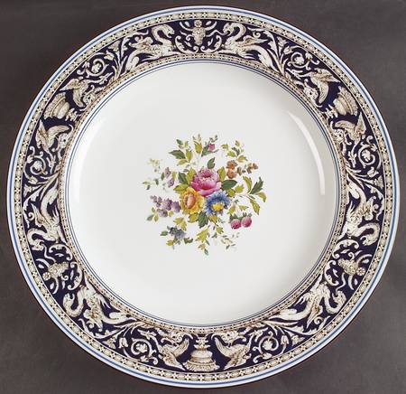 Florentine Dark Blue Rim (Floral Center) 13" Chop Plate (Round Platter)