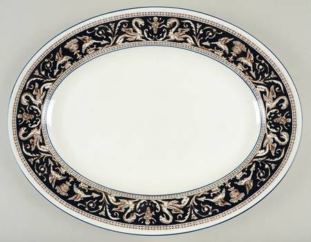 Florentine Dark Blue Rim (No Center Design) 17" Oval Serving Platter