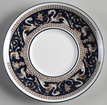 Florentine Dark Blue Rim (No Center Design) Saucer for Bond Shape Demitasse Cup
