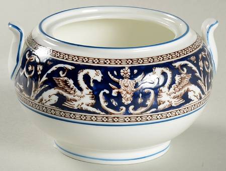 Florentine Dark Blue Rim (No Center Design) 146 Shape Sugar Bowl No Lid