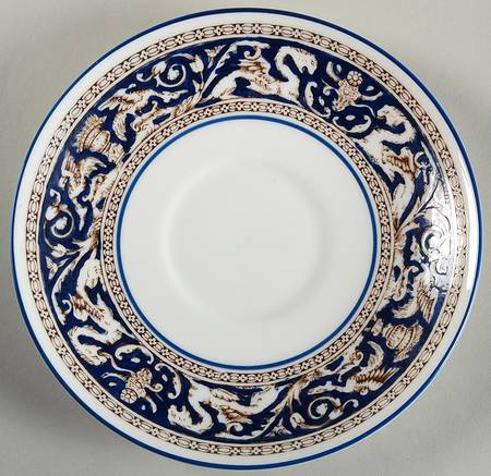 Florentine Dark Blue Rim (No Center Design) Saucer for Peony Shape Footed Cup