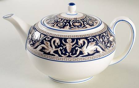 Florentine Dark Blue Rim (No Center Design) Teapot & Lid