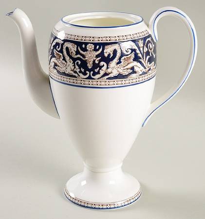 Florentine Dark Blue Rim (No Center Design) Coffee Pot No Lid