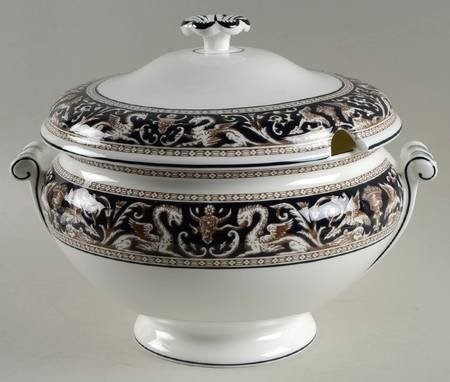 Florentine Dark Blue Rim (No Center Design) Tureen &  Lid