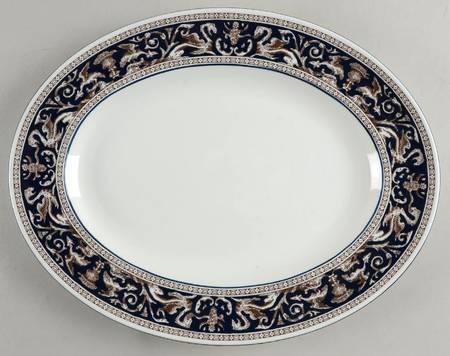 Florentine Dark Blue Rim (No Center Design) 14" Oval Serving Platter
