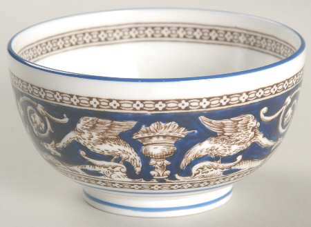 Florentine Dark Blue Rim (No Center Design) Mini Open Sugar Bowl
