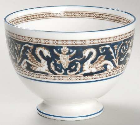 Florentine Dark Blue Rim (No Center Design) Open Sugar Bowl