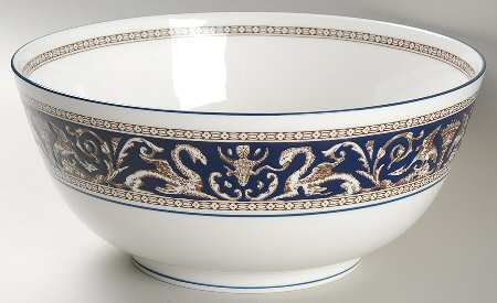Florentine Dark Blue Rim (No Center Design) 9" Salad Serving Bowl