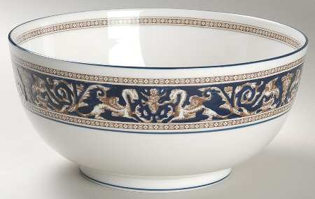 Florentine Dark Blue Rim (No Center Design) 8" Salad Serving Bowl