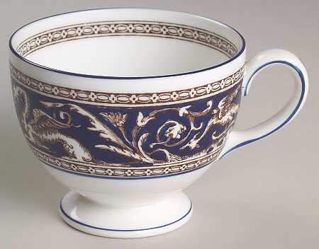 Florentine Dark Blue Rim (No Center Design) Leigh Shape Footed Cup