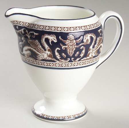 Florentine Dark Blue Rim (No Center Design) Globe Shape Creamer