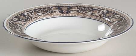 Florentine Dark Blue Rim (No Center Design) Rim Soup Bowl