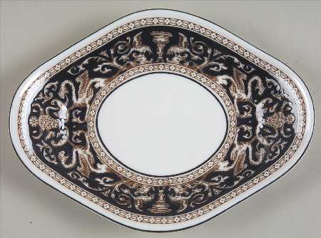 Florentine Dark Blue Rim (No Center Design) Pickle Dish