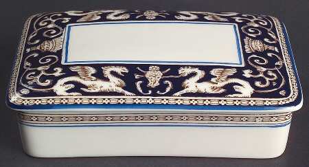 Florentine Dark Blue Rim (No Center Design) Cigarette Box & Lid
