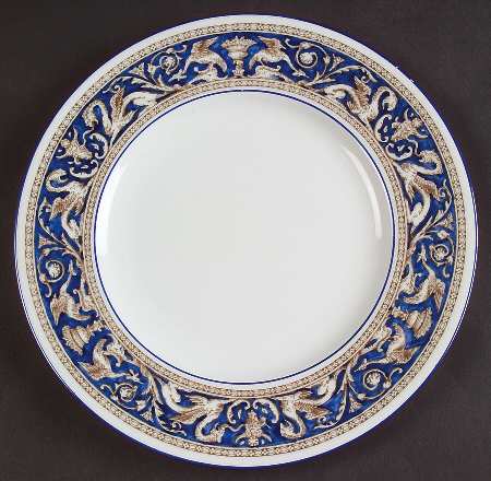 Florentine Dark Blue Rim (No Center Design) Luncheon Plate
